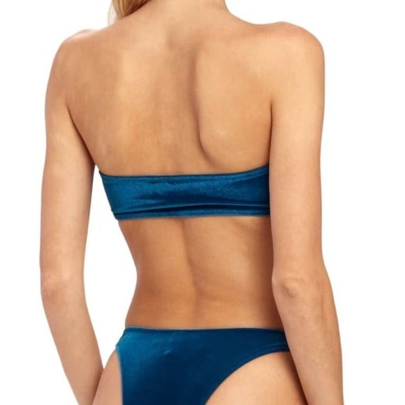 SOLID & STRIPED The Annabelle Velvet Bandeau Bikini Top Size Large.Aqua NWT 0099 - Picture 6 of 8